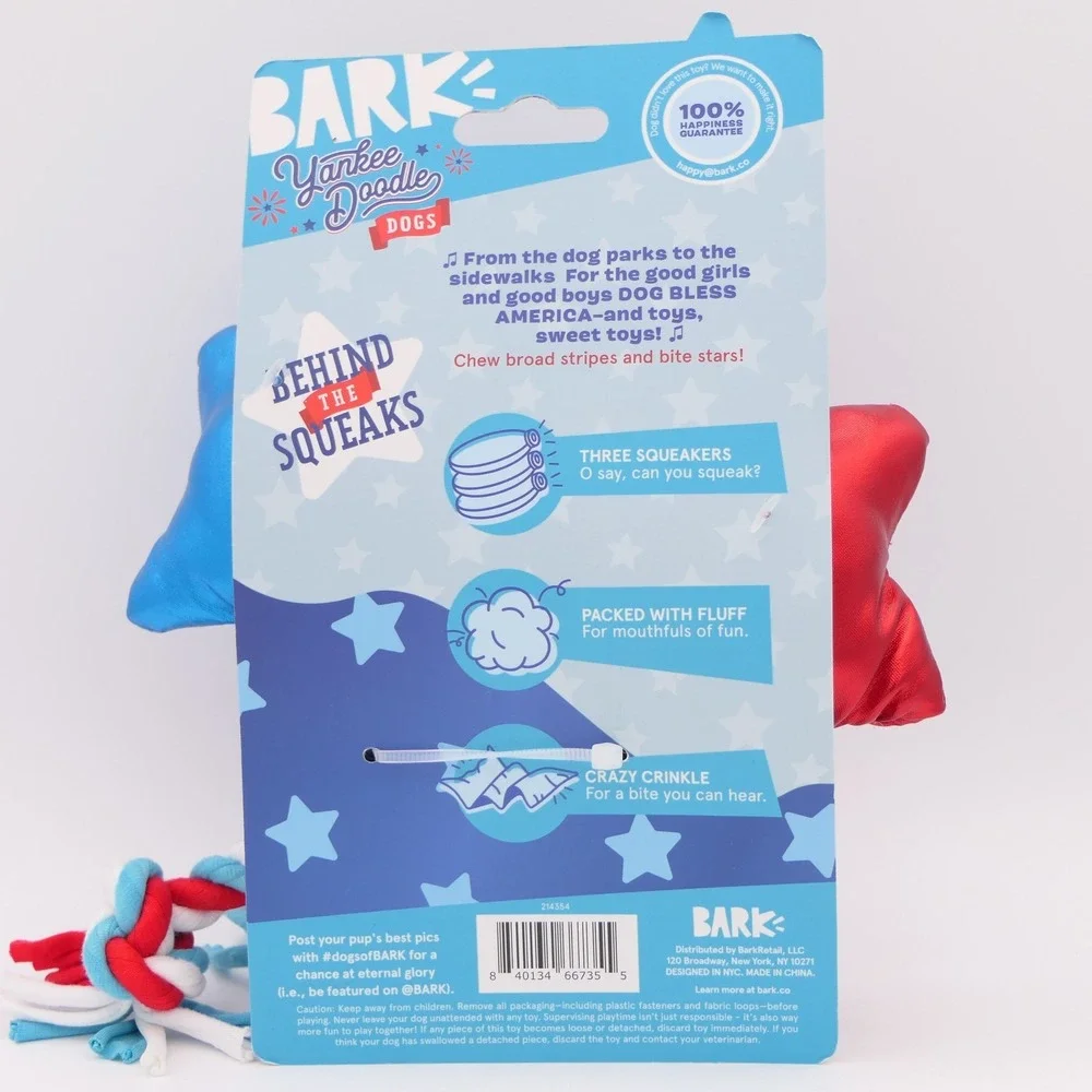 BARK Yankee Doodle Dogs Star-Spangled Squeaks Dog Toy 8